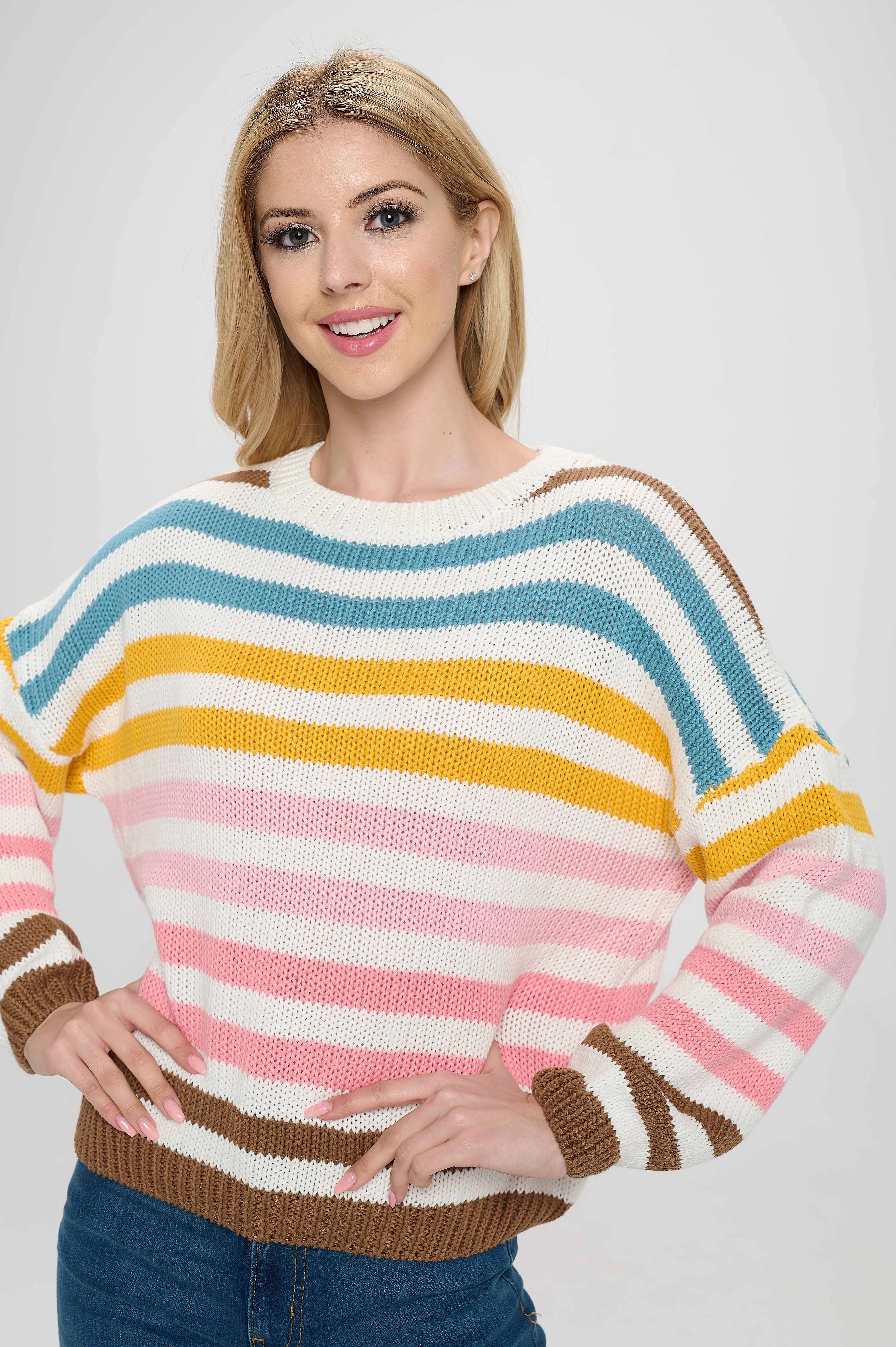 Multicolor Rainbow Short Sweater Top