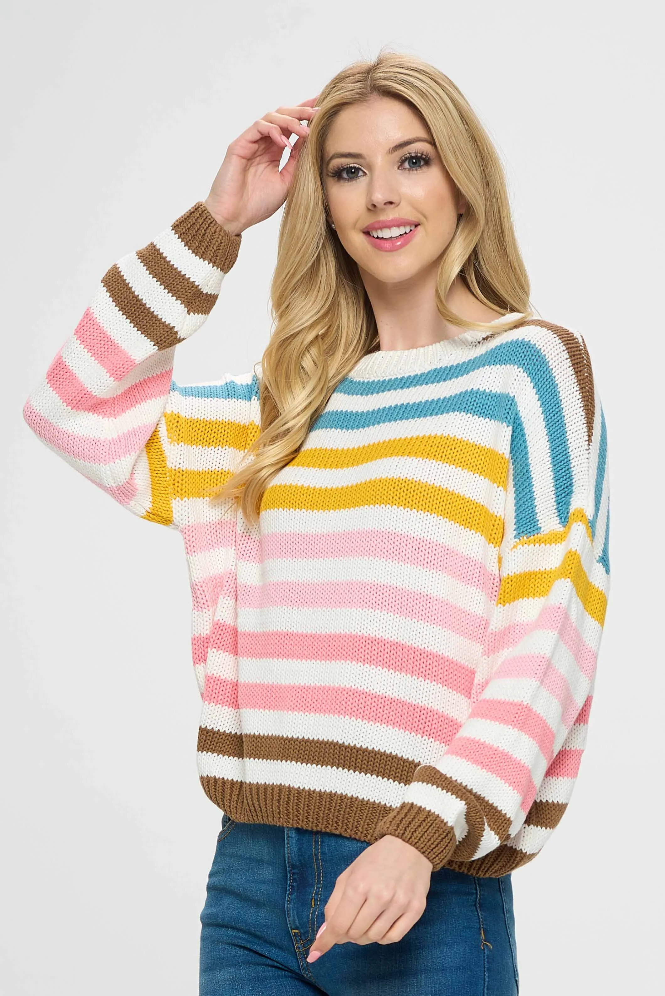 Multicolor Rainbow Short Sweater Top