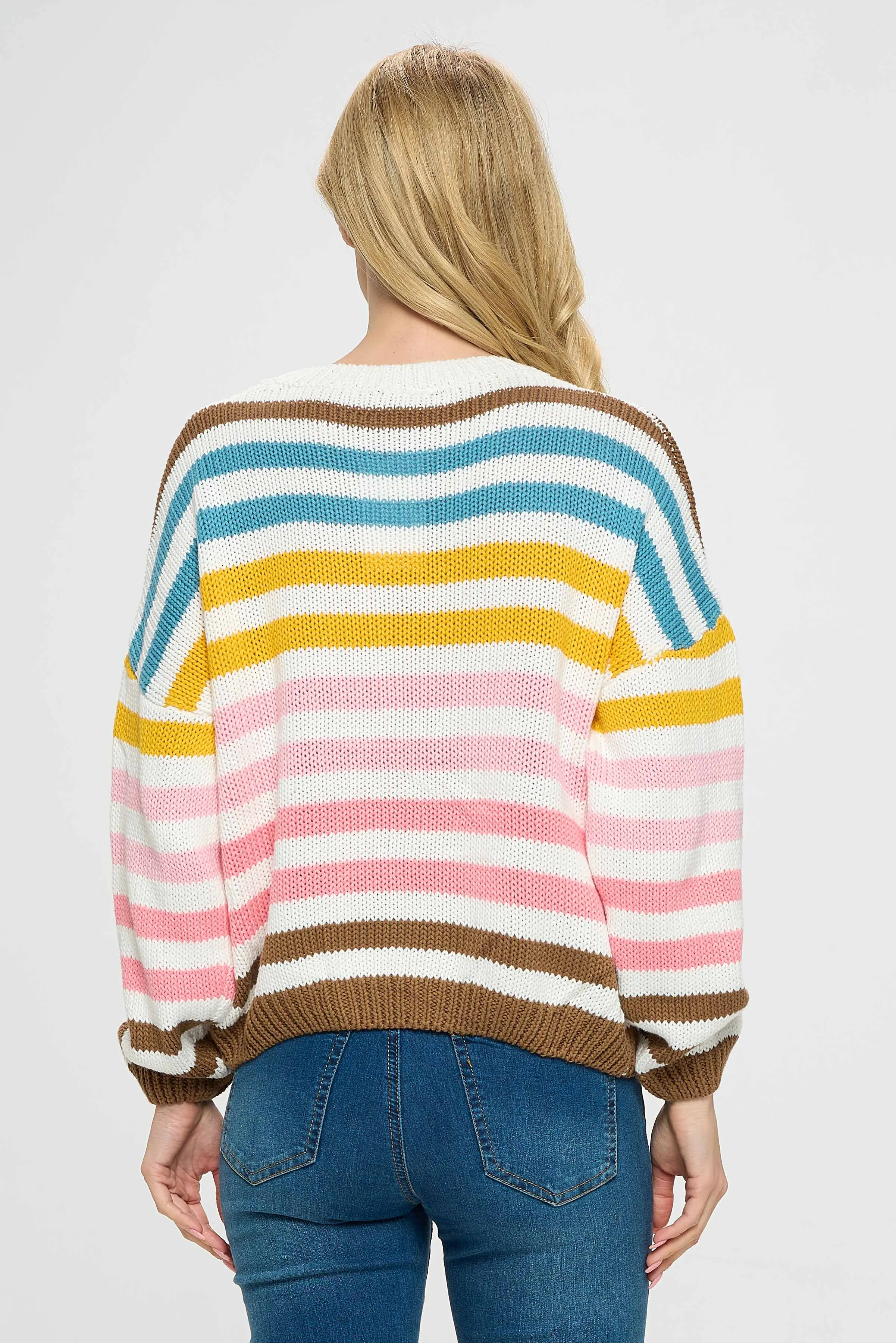 Multicolor Rainbow Short Sweater Top