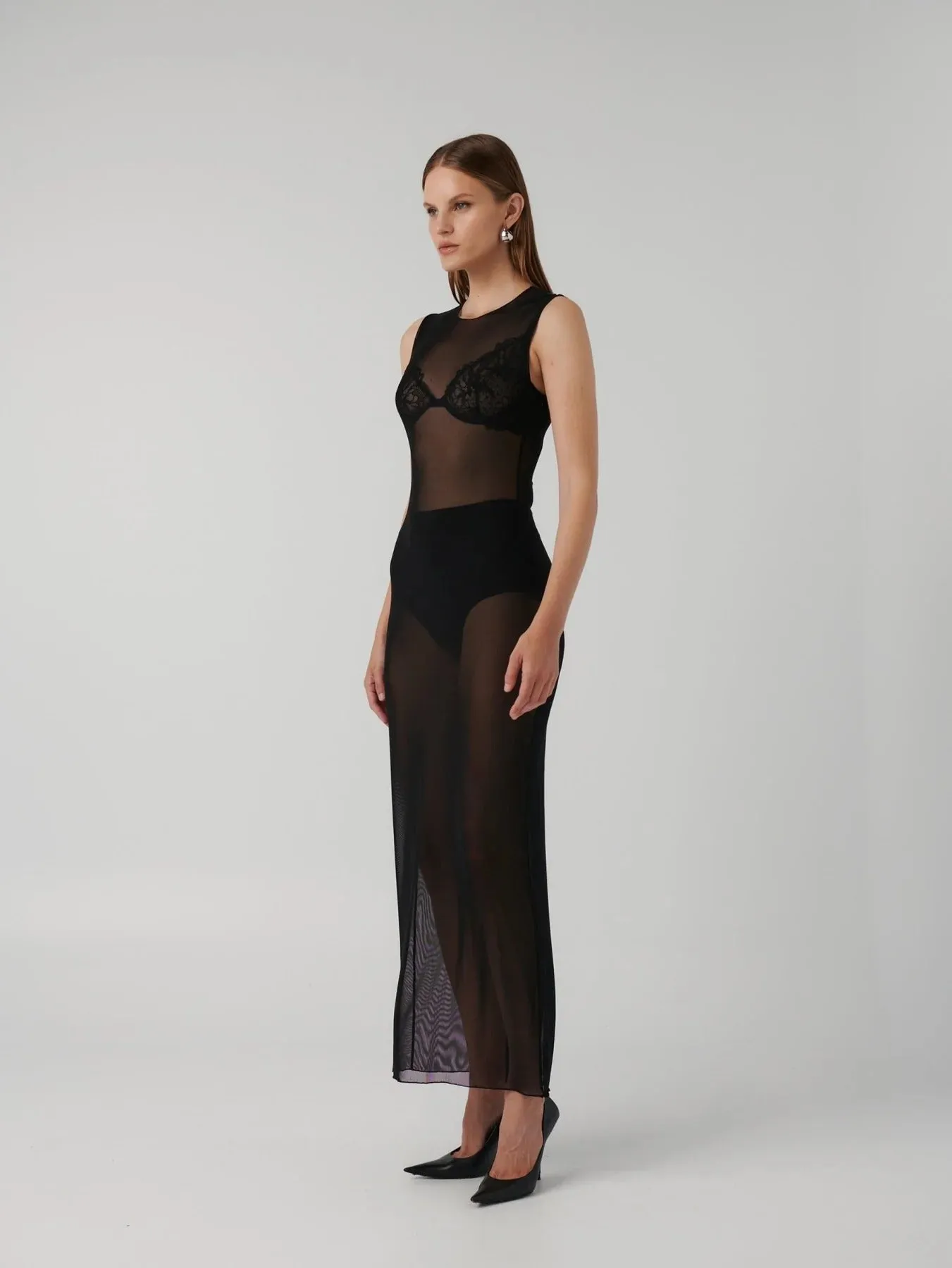 Nova Mesh Maxi Dress - Black