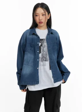 Oversized Denim Pocket Blouse CM419