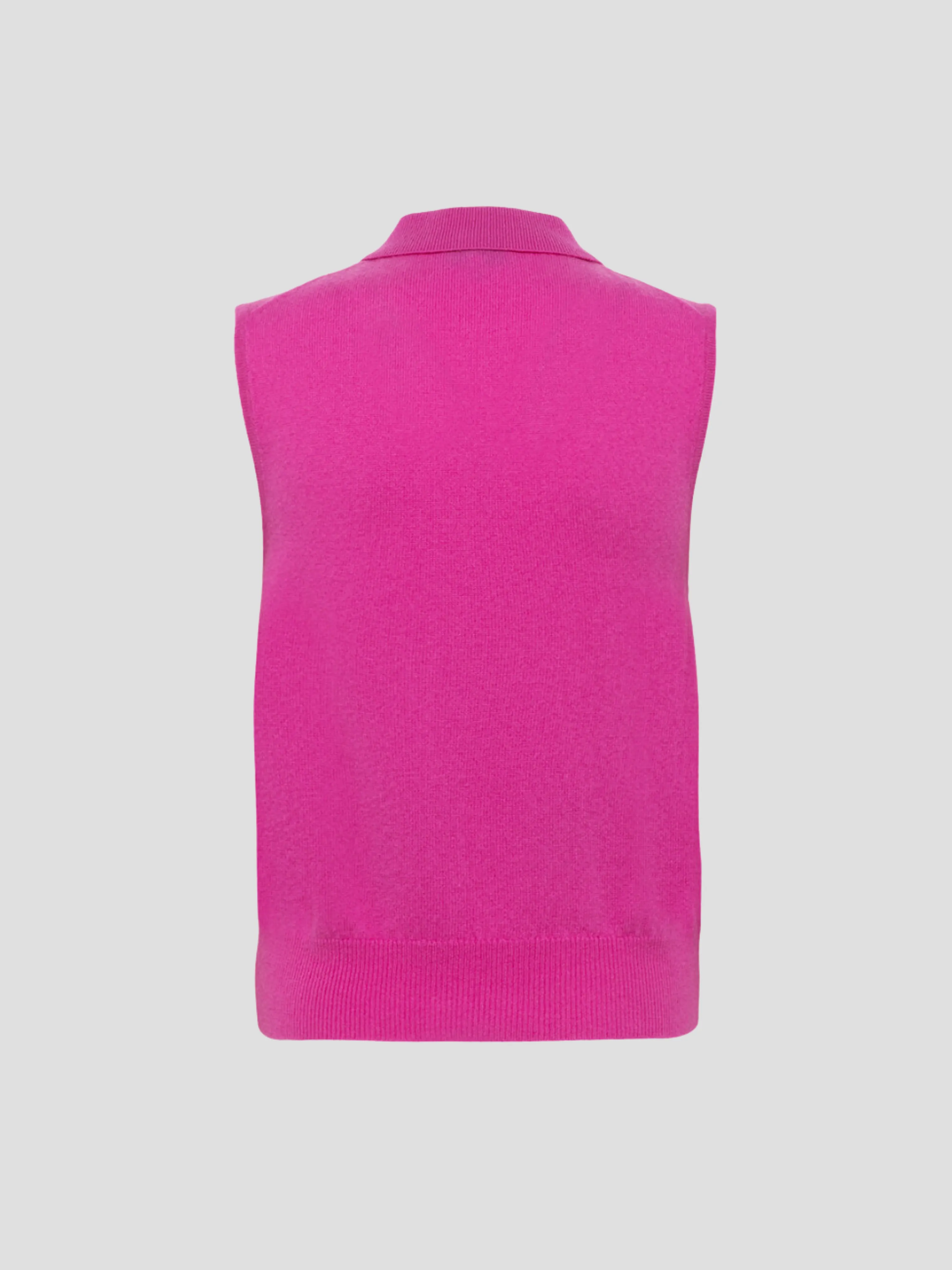 Pink Cashmere Mix Sleeveless Polo Knit