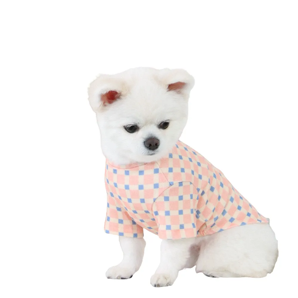 R logo Dogs Clothes Checked patterned Casual Cute Comfortable Clothing Sweaters Korean Designers Apparel Outfits Pastel Colours Pets Knit Banding