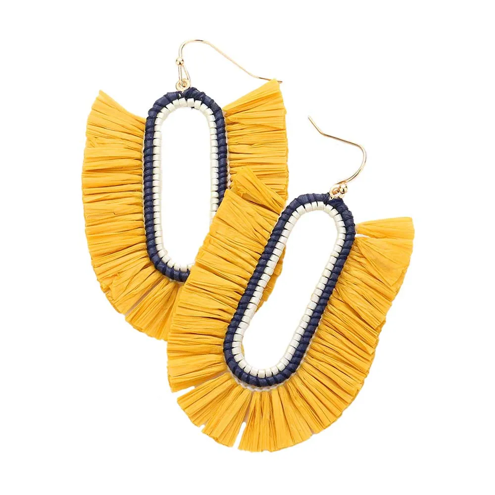 Raffia Trimmed Dangle Earrings