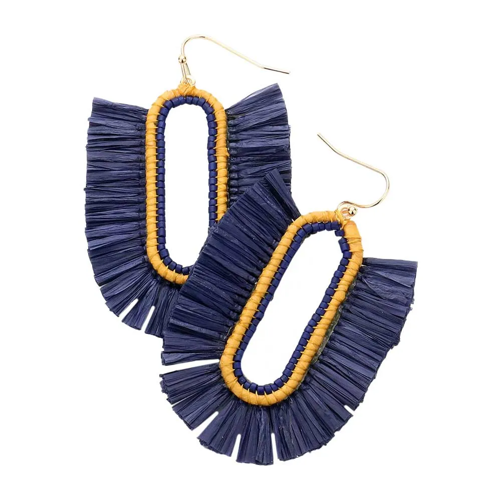 Raffia Trimmed Dangle Earrings