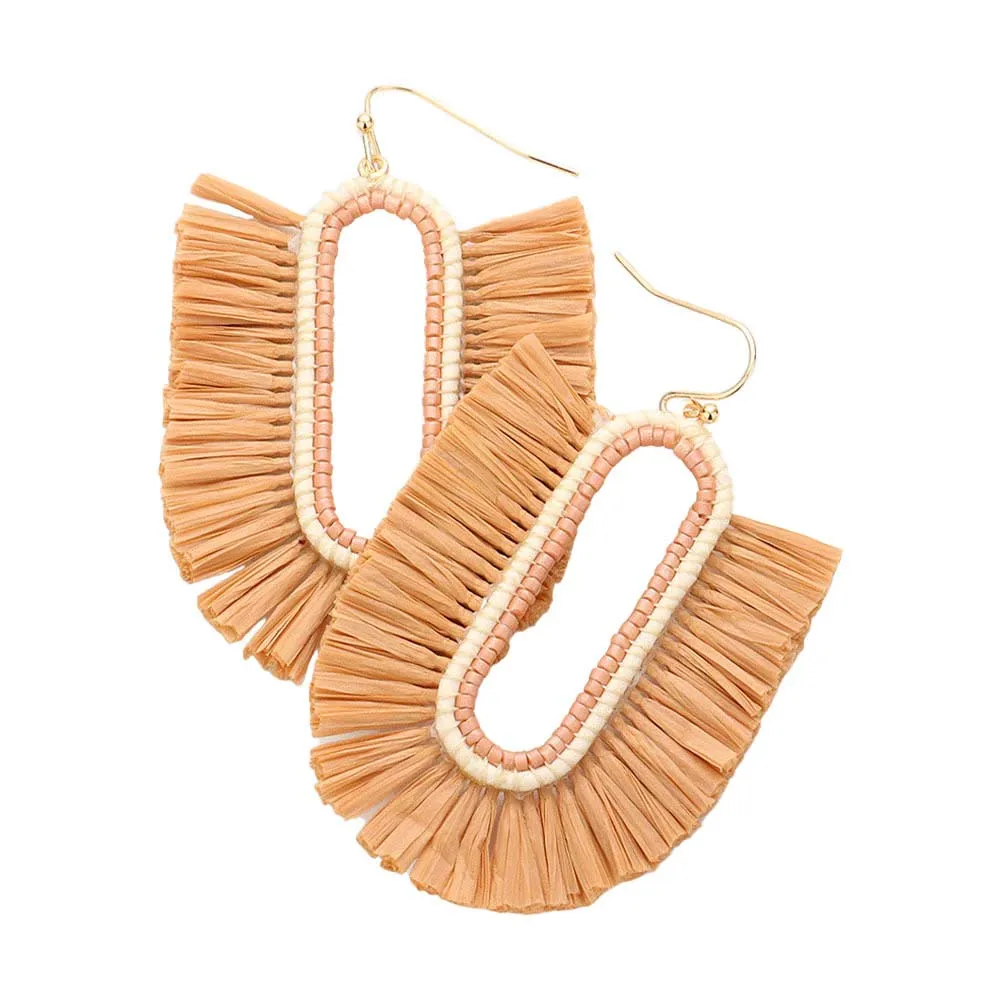 Raffia Trimmed Dangle Earrings