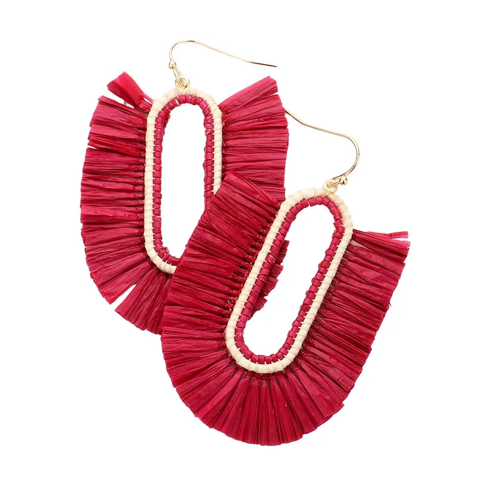 Raffia Trimmed Dangle Earrings