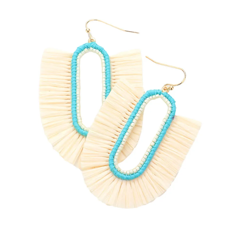 Raffia Trimmed Dangle Earrings