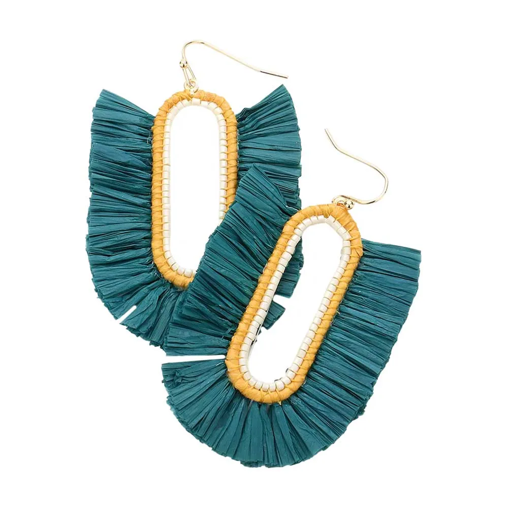 Raffia Trimmed Dangle Earrings