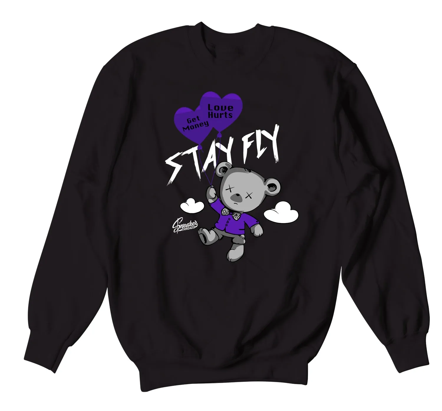 Retro 13 Court Purple Sweater - Money Over Love - Black