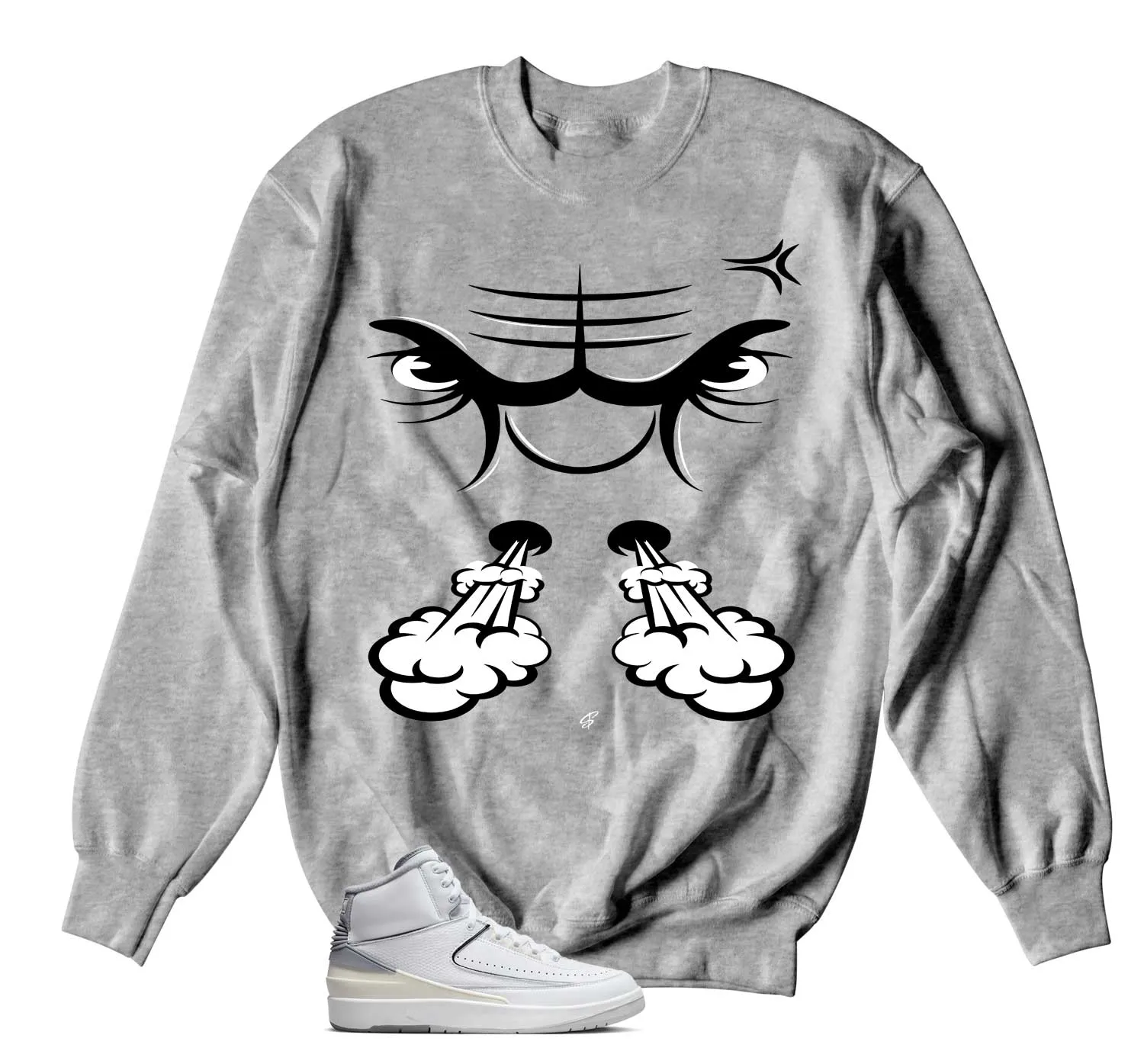 Retro 2 Cement Grey Raging Face Sweater