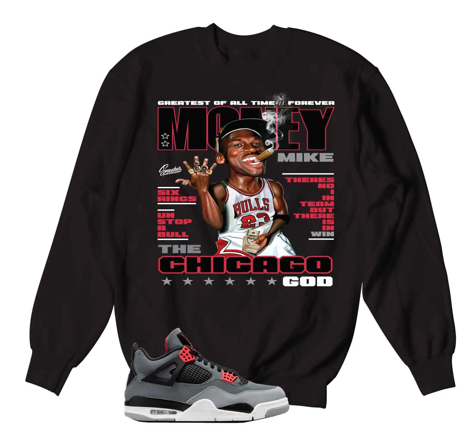 Retro 4 Infrared Sweater - Money Mike - Black