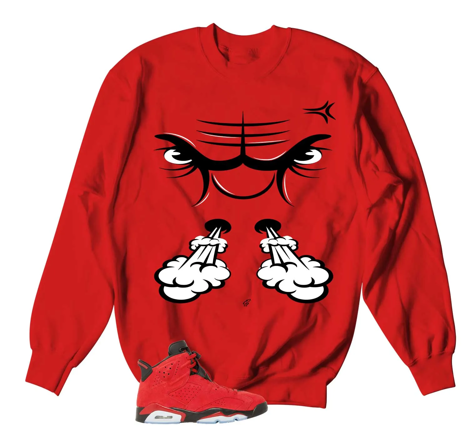 Retro 6 Toro Bravo Sweater - Raging Face - Red