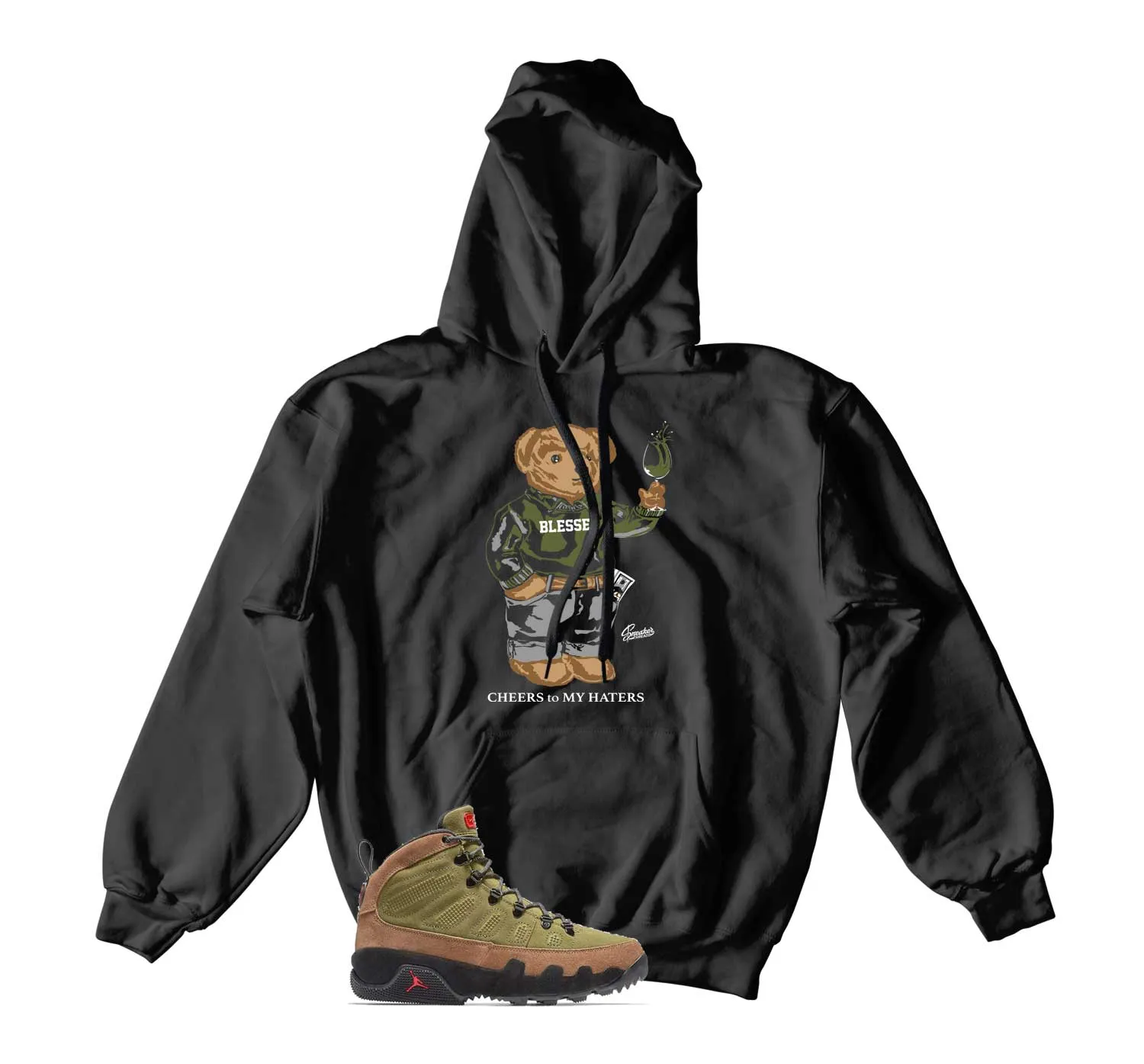 Retro 9 Beef And Broccoli Hoody - Cheers Bear - Black