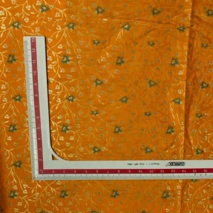 Saffron Orange With Golden Floral Brocade Fabric