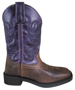 'Smoky Mountain' Children's 8.5" Tucson Western Square Toe - Brown Oil Distressed / Dark Purple