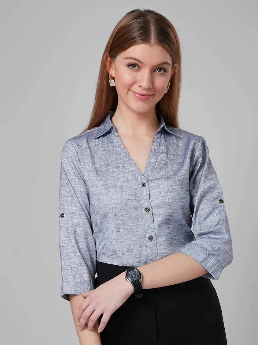 Style Quotient Women Grey Self Design Shirts