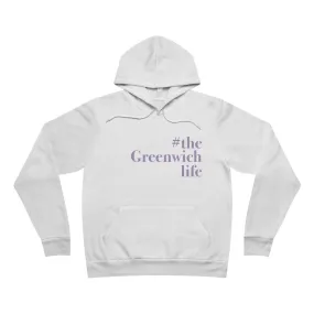 #thegreenwichlife  Unisex Sponge Fleece Pullover Hoodie - Purple Print