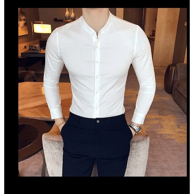 Trybuy Trendy Fashionable Branded White Cotton Button-Up Shirt For Men