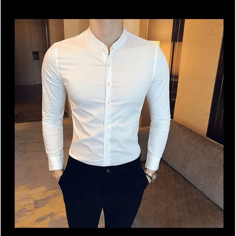 Trybuy Trendy Fashionable Branded White Cotton Button-Up Shirt For Men