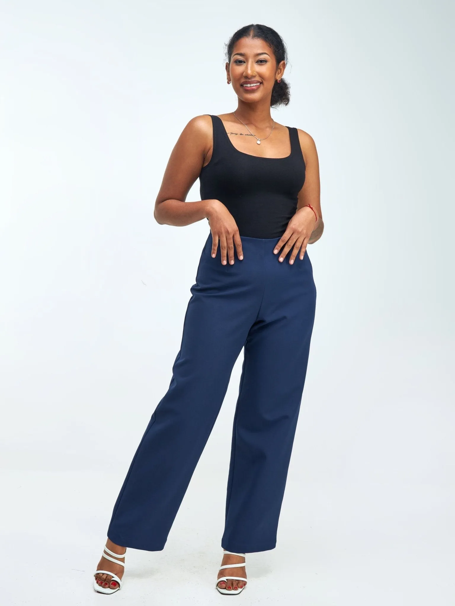 Vivo Taji Straight Leg Pants - Navy Blue