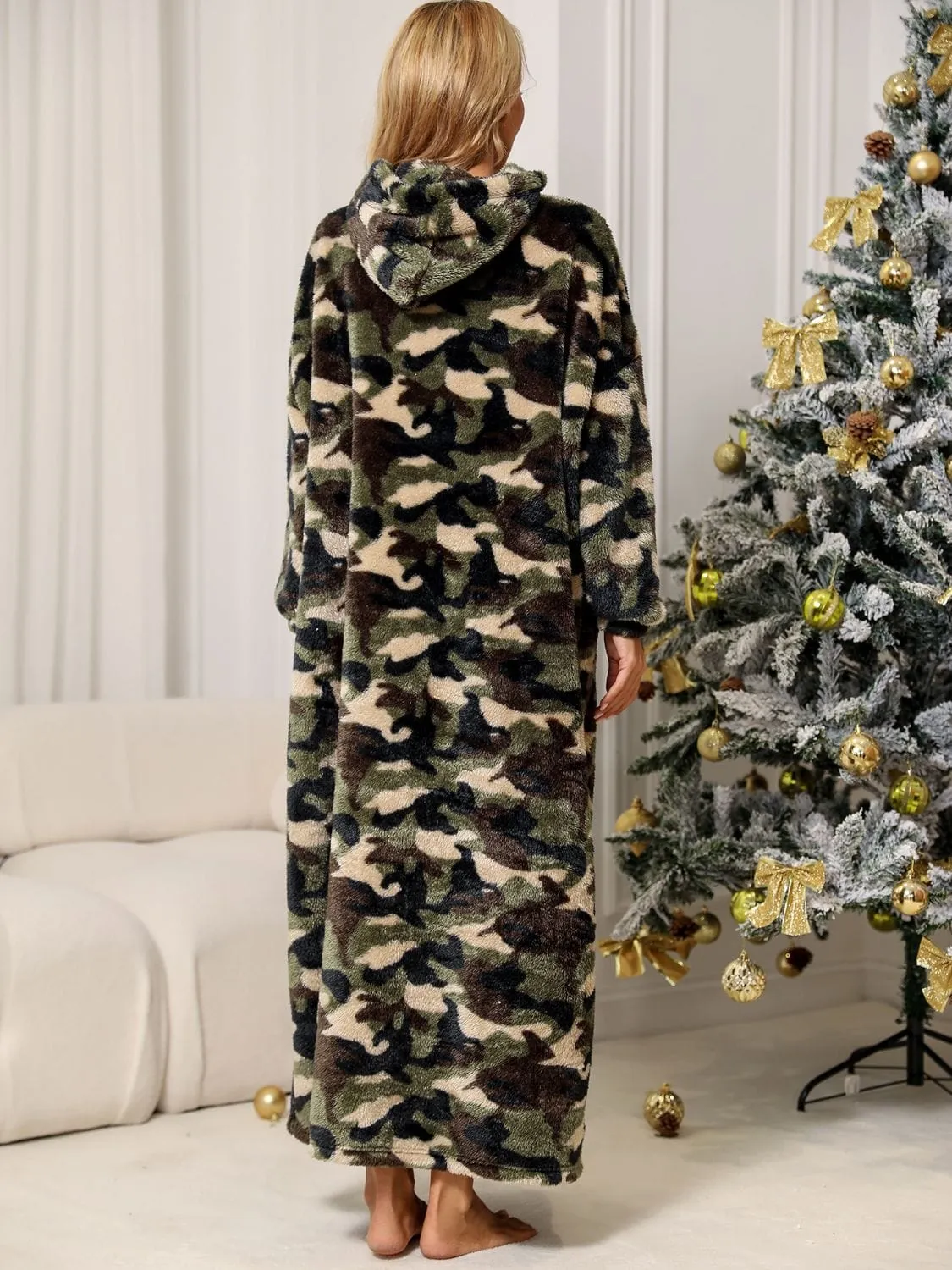 Women's Camouflage Hooded Full-Length Night Dress