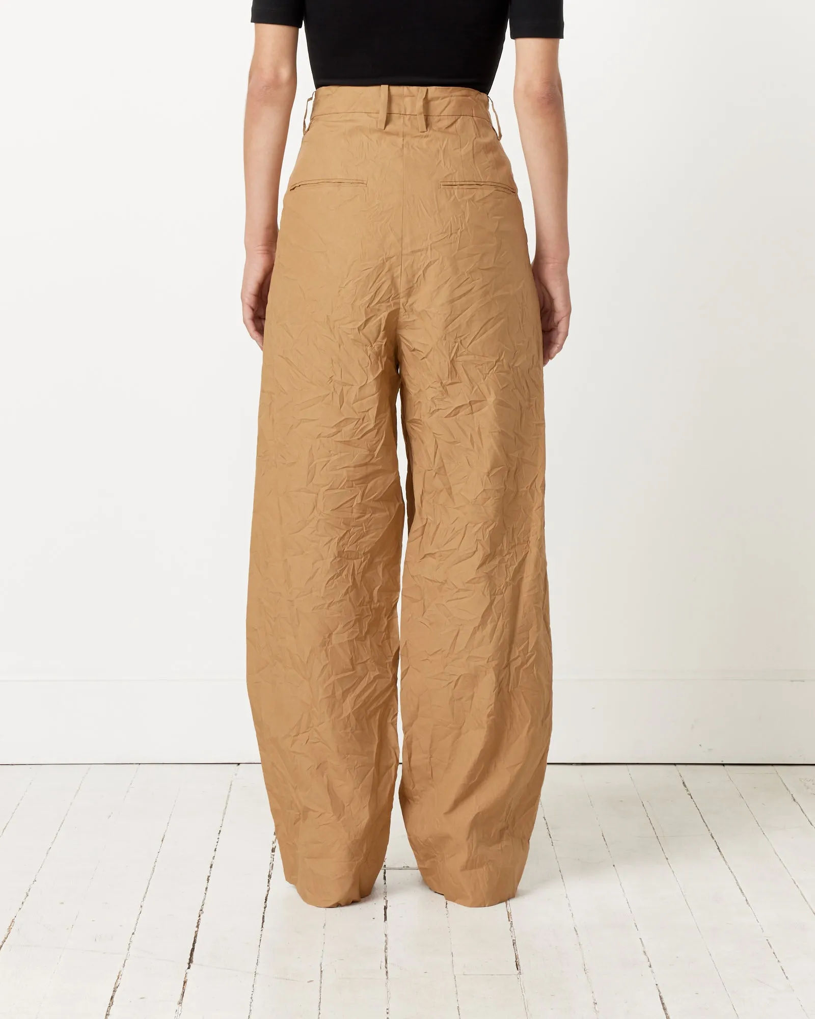 Wrinkled Twill Pant in Brown